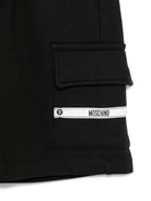 Shorts per bambino Moschino Kids neri con vita elasticizzata HUQ02OLCA86 60100 MOSCHINO KIDS 