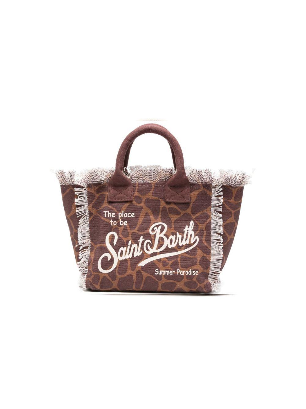 Borsa tote Colette MC2 Saint Barth marrone animalier con applicazione con lettere COL0001 00900L MC2 ST. BARTH KIDS 