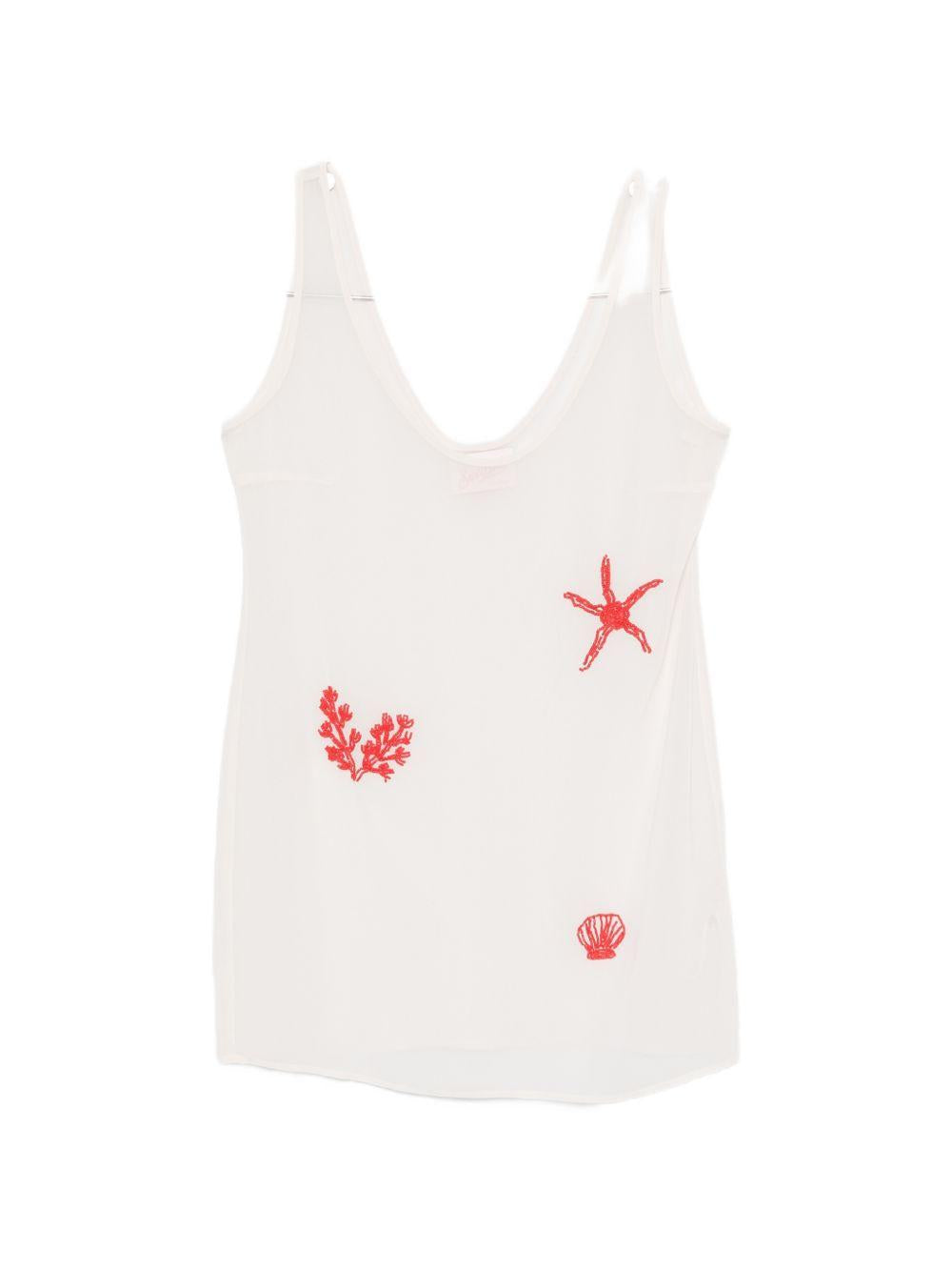Mini abito per donna MC2 Saint Barth bianco con decorazioni con perline RAA0001 09608L MC2 ST. BARTH 
