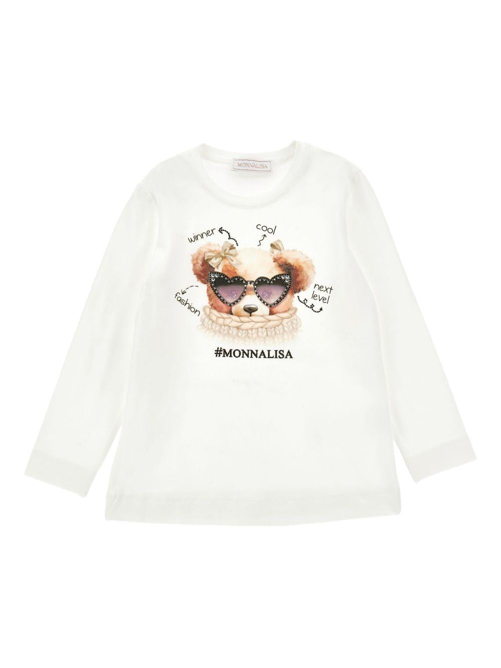 T-shirt per bambina Monnalisa bianca con stampa Bear 19F612 6003 0001 MONNALISA 