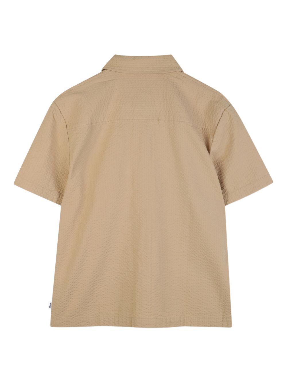Camicia per bambino Boss Kids beige a maniche corte con zip J52946 249 BOSS KIDS 