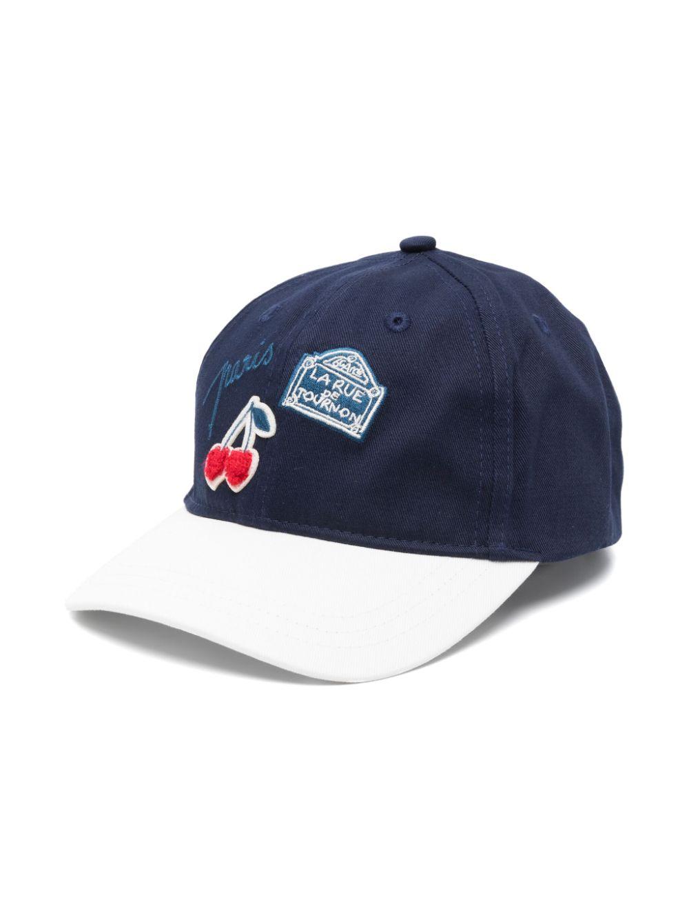 Cappello con logo-patch per neonato Bonpoint blu con visiera curva S05GACW00002 070 BONPOINT KIDS 