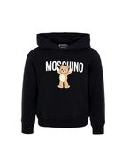 Felpa per bambino Moschino Kids nero con stampa Teddy e cappuccio HUF09FLCA40 60100 MOSCHINO KIDS 