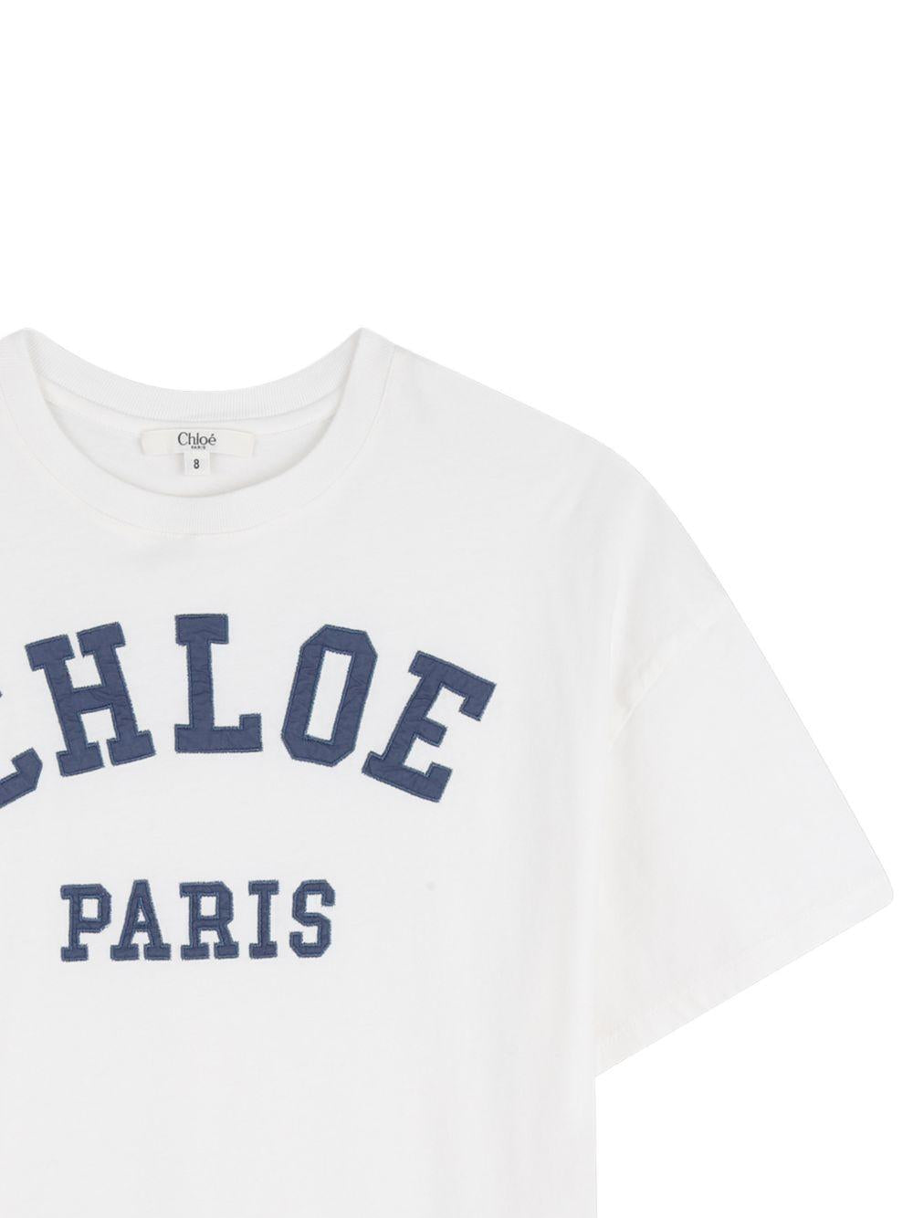 Abito per bambina Chloé Kids bianco modello t-shirt C21239 117 CHLOE' KIDS 