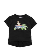 Set due pezzi per neonato Moschino Kids nero con stampa grafica sul davanti MUG01WLCA88 60100 MOSCHINO KIDS 