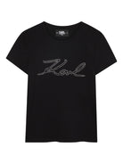 T-shirt per bambina Karl Lagerfeld Kids nero con strass Z30941 09B KARL LAGERFELD KIDS 