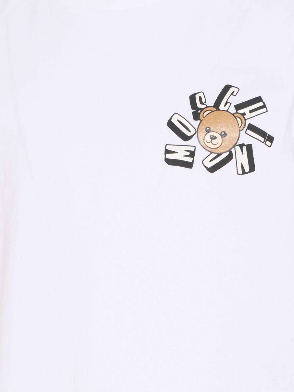 T-shirt per bambini Moschino Kids bianco con stampa Teddy Bear HUM05OLAA03 10101 MOSCHINO KIDS 
