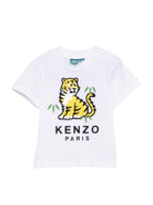 T-shirt per neonato Kenzo Kids bianca con stampa tigre sul davanti K61866 10P KENZO KIDS 