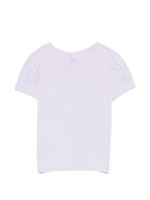 T-shirt per neonata Moschino Kids viola con stampa Teddy con mazzo di fiori MDM03NLAA02 51683 MOSCHINO KIDS 