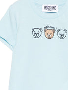 T-shirt per neonato Moschino Kids azzurra con stampa tre orsetti MUM04OLAA24 40304 MOSCHINO KIDS 