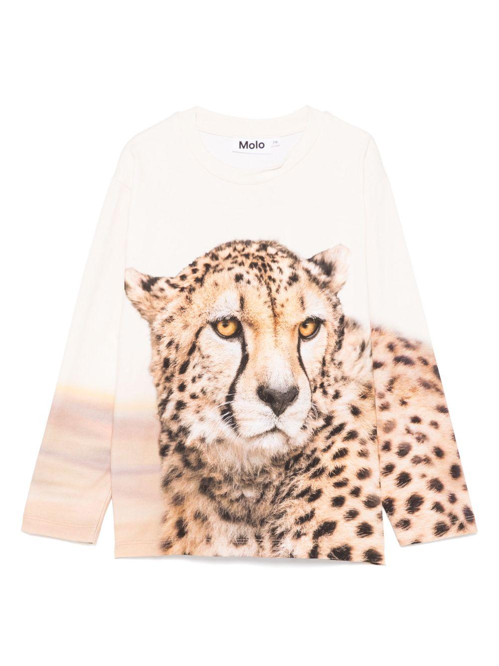 T-shirt per bambino Molo Rollo beige con stampa ghepardo 1S25A401 3819 MOLO KIDS 