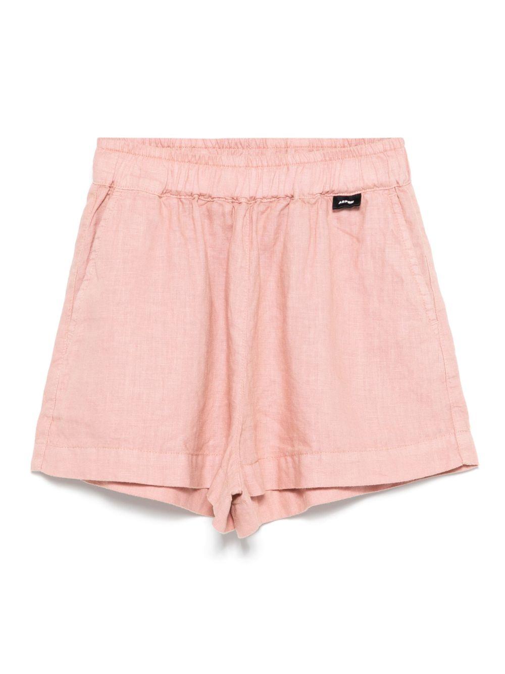 Shorts in lino per bambina Aspesi Kids rosa con mini targhetta S25010PSL6000 336 ASPESI 