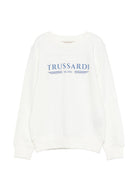 Felpa per bambino TRUSSARDI JUNIOR bianca con dettaglio logo TBP26070FE OFF-WHITE TRUSSARDI KIDS 