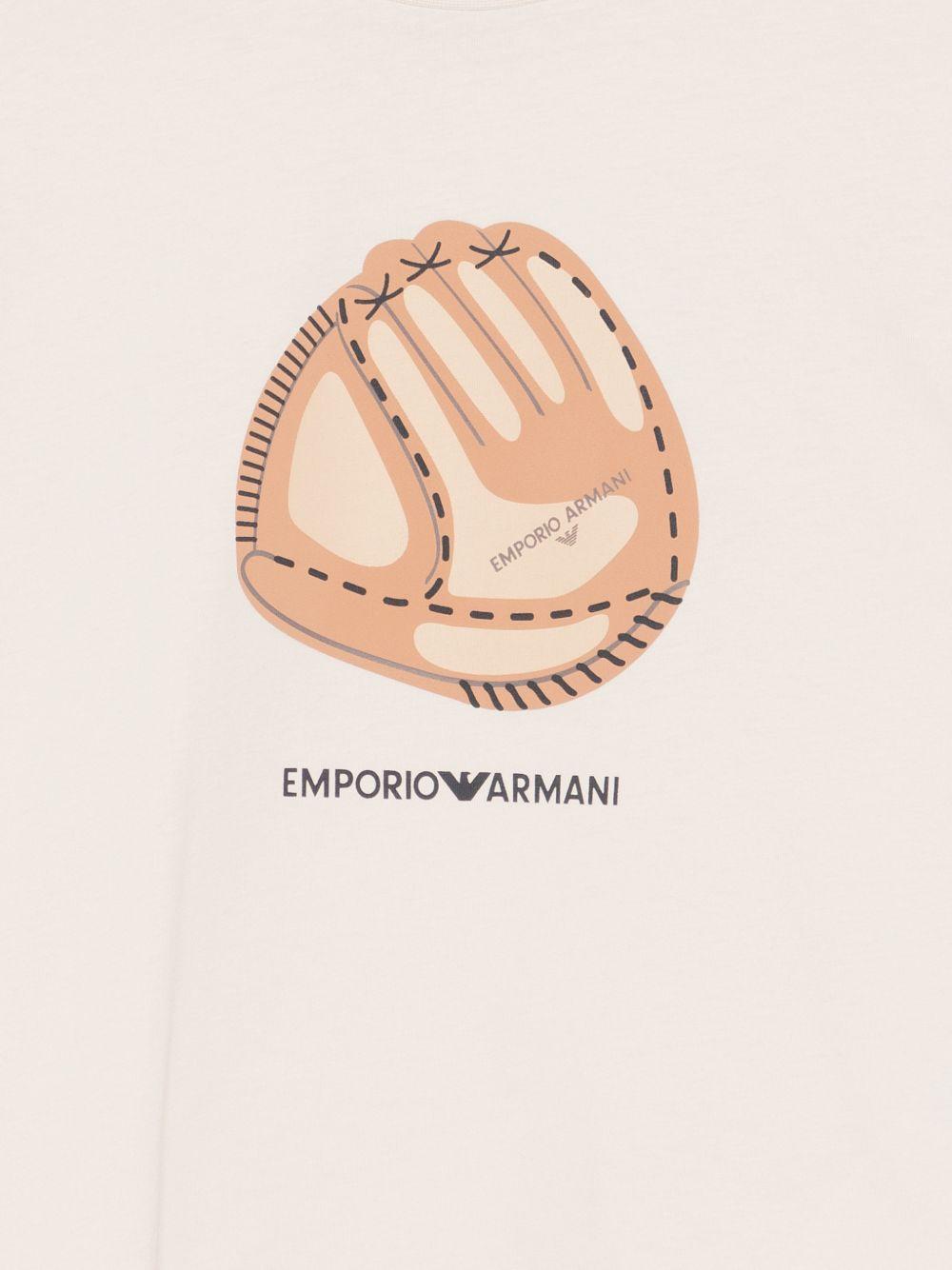 T-shirt per bambino Emporio Armani Kids beige con stampa grafica sul davanti EB001344 AF14503 U1156 EMPORIO ARMANI KIDS 