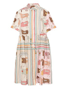 Abito per bambina Fendi Kids beige a righe JFB837 AVVY F0B8F FENDI KIDS 