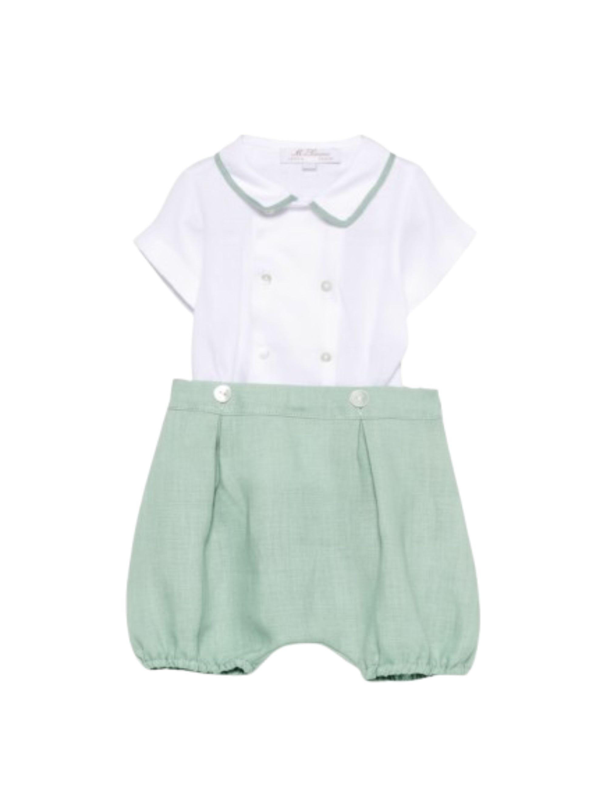 Set t-shirt e shorts per neonato Mariella Ferrari verde con colletto alla Peter Pan PLE5 P26 VERDE MARIELLA FERRARI 