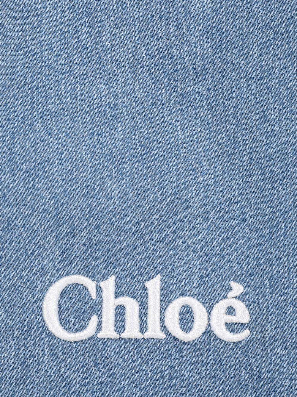 Borsa fasciatoio per neonati Chloé Kids azzurra con logo ricamato C20943 Z10 CHLOE' KIDS 