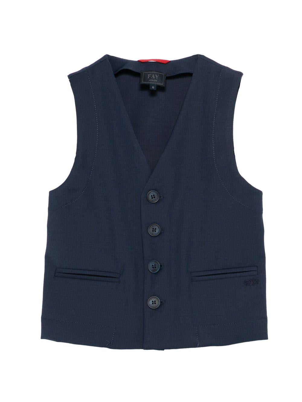 Gilet per bambino Fay Kids blu con scollo a V FY2Q12 I0315 620 FAY KIDS 