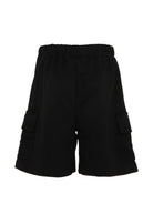 Shorts per bambino Palm Angels nero con tasche e dettagli a righe PBCL004S26FLE001 110 PALM ANGELS KIDS 