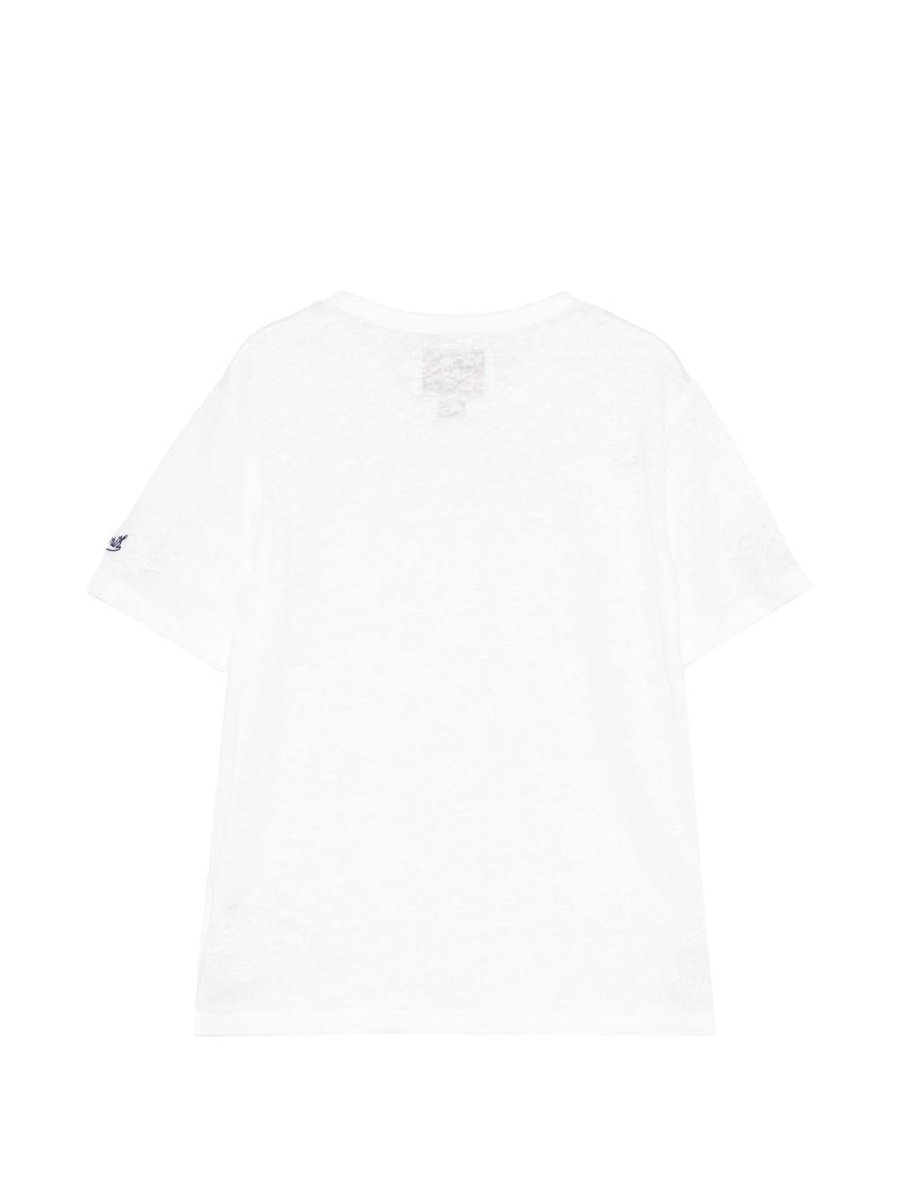 T-shirt per bambini MC2 Saint Barth Kids bianco con logo sulla manica ALE0002 01138L MC2 ST. BARTH KIDS 