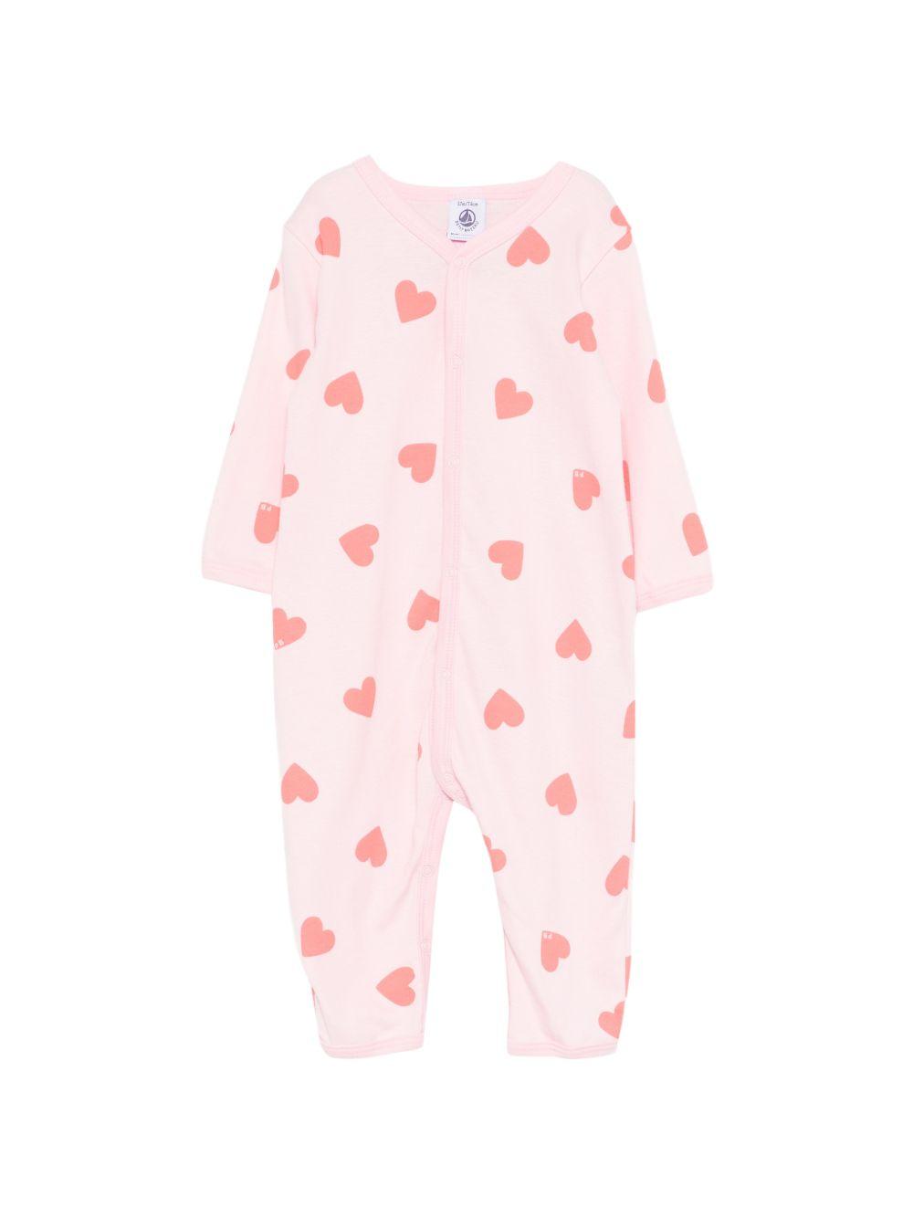 Pigiama per neonata Petit Bateau rosa con stampa cuori A0FSA 01 PETIT BATEAU 