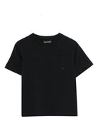 T-shirt per bambino Emporio Armani Kids blu con dettaglio logo EB001318 AF21808 UB118 EMPORIO ARMANI KIDS 
