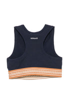 Top per bambina Versace Kids blu con fascia elasticizzata con motivo Greca 10249261A18119 2U9J0 VERSACE KIDS 