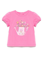 T-shirt Teddy Bear per neonato Moschino Kids rosa con girocollo MIM02BLBA10 50533 MOSCHINO KIDS 