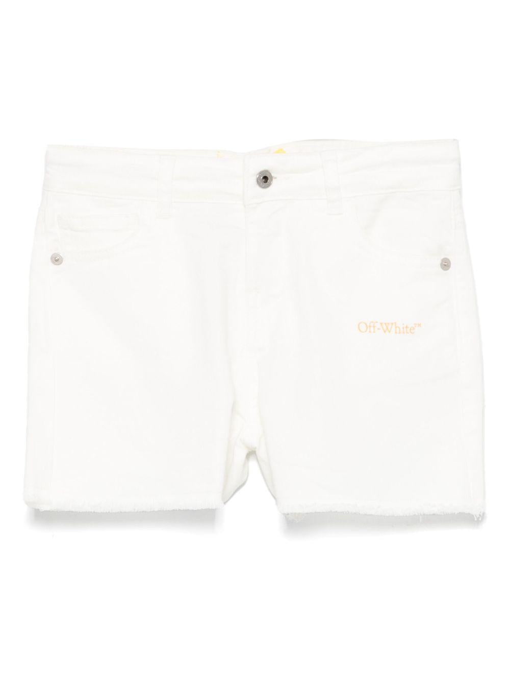Shorts per bambina Off-White Kids bianco con stampa con logo OGYC004S25DEN001 0118 OFF WHITE KIDS 