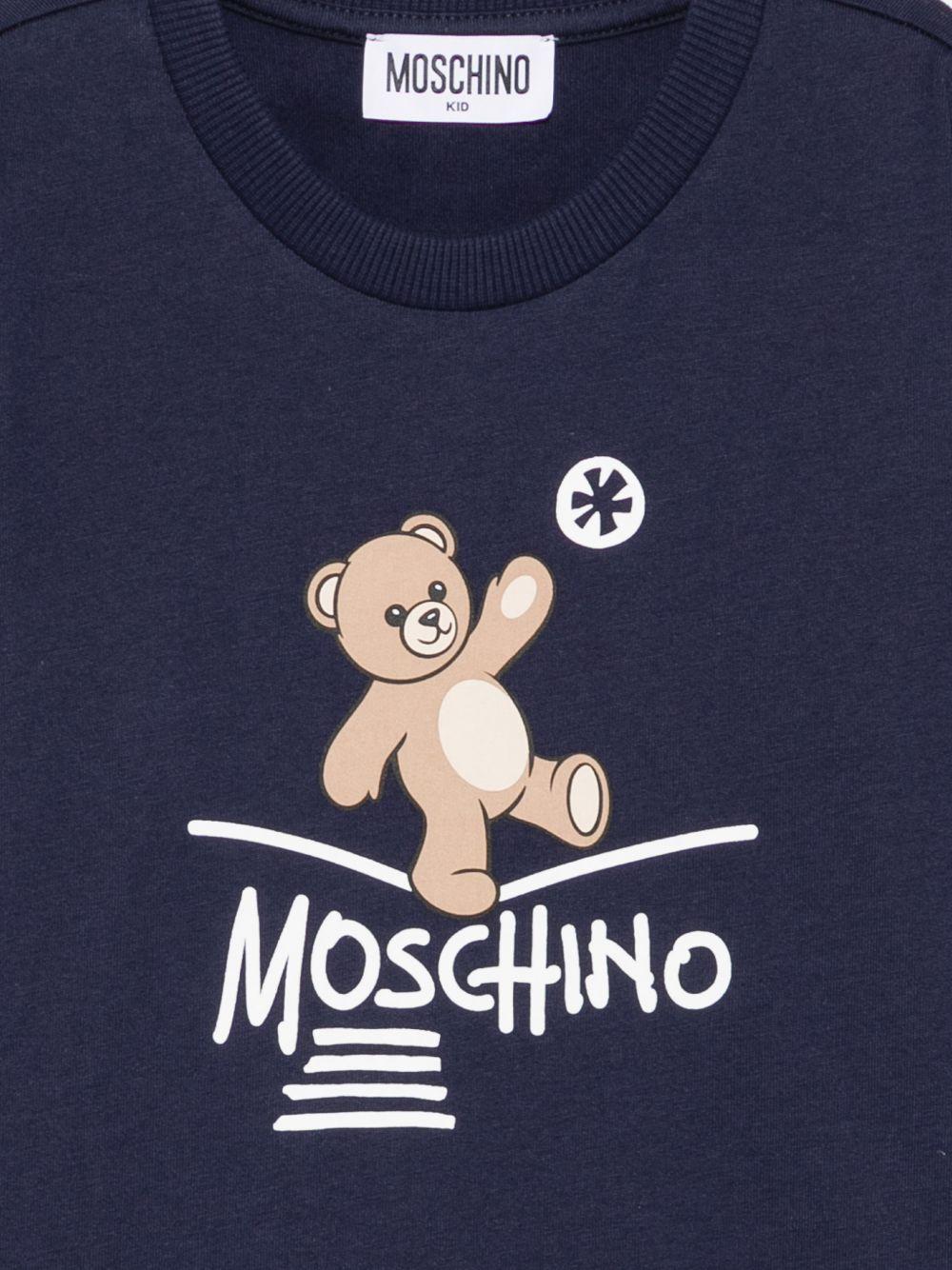 T-shirt per bambini Moschino Kids blu con motivo Teddy Bear HZO00JLAA20 40016 MOSCHINO KIDS 