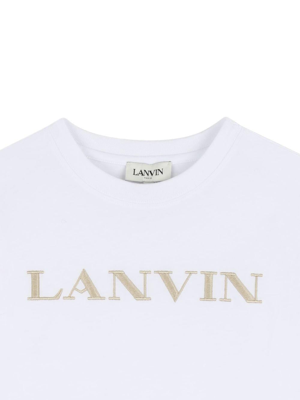 T-shirt per bambino Lanvin Enfant bianca con logo ricamato N30360 10P LANVIN KIDS 