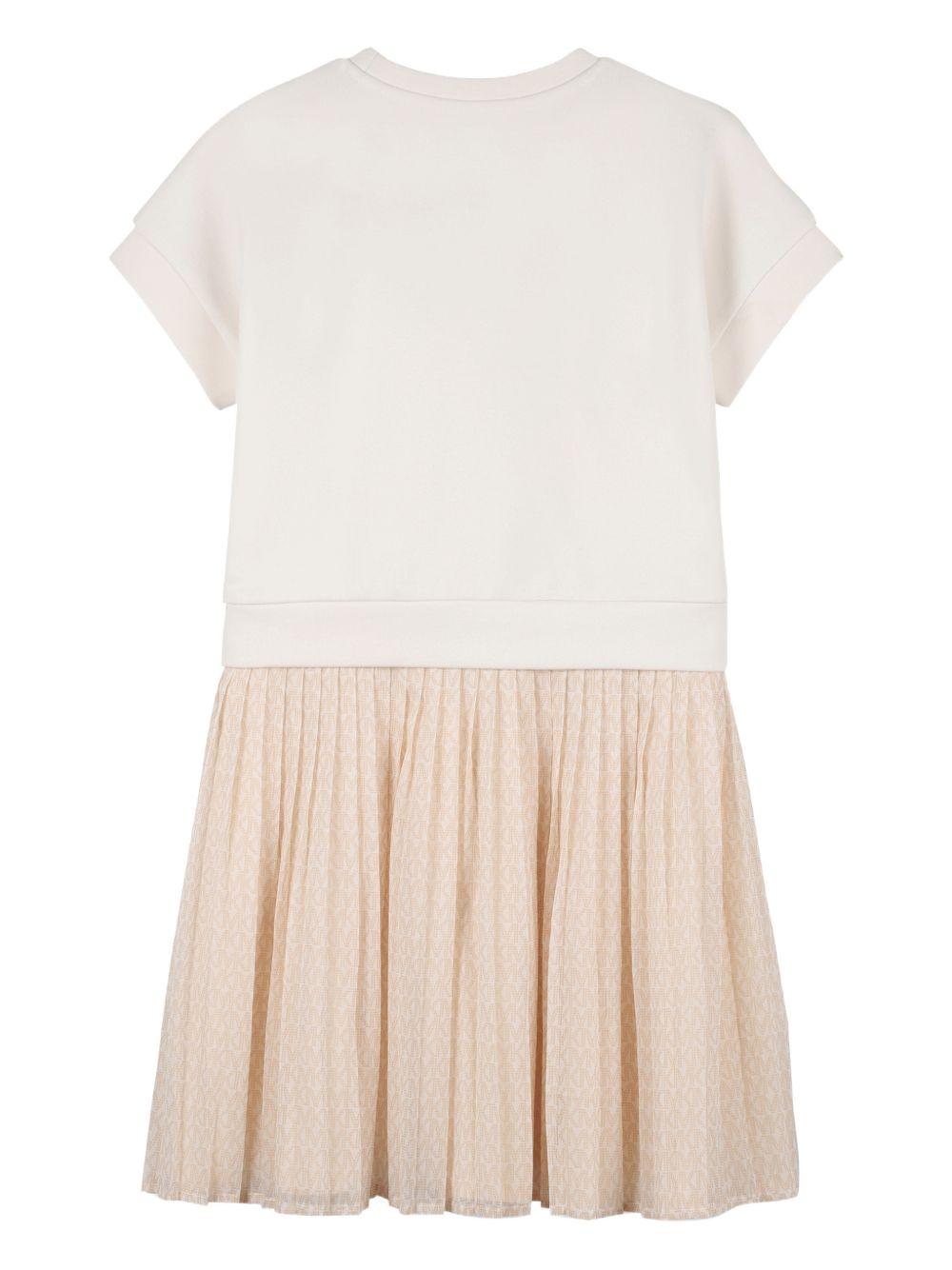 Abito per bambina Michael Kors Kids beige con gonna plissettata R30587 190 MICHAEL KORS KIDS 