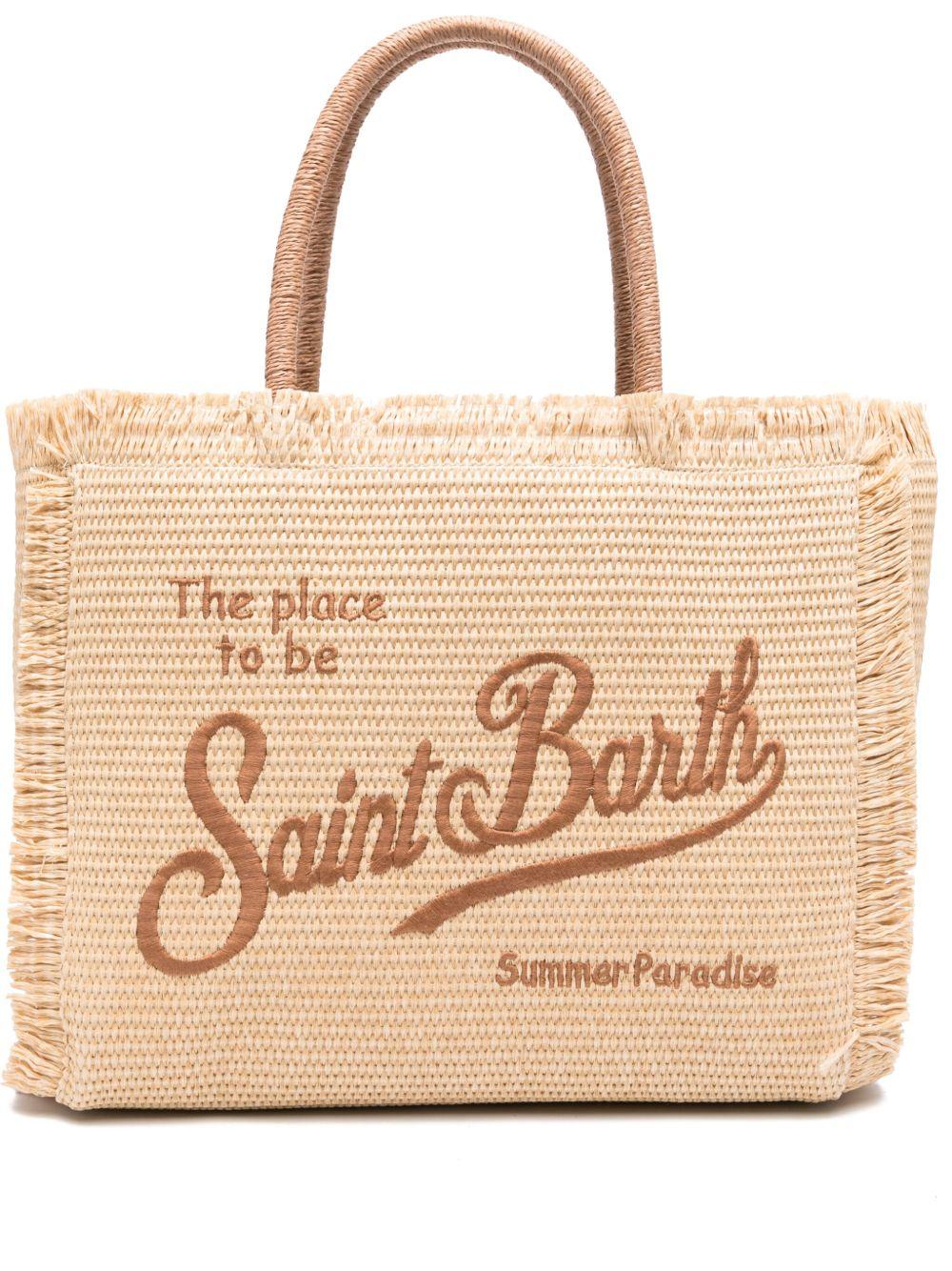 Borsa tote Vanity media MC2 Saint Barth beige con logo ricamato VANI021 00368L MC2 ST. BARTH KIDS 