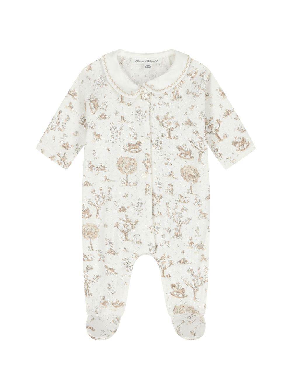 Tutina per neonati Tartine Et Chocolat bianca con stampa grafica all-over CC54040 13 TArtine & Chocolat KIDS 