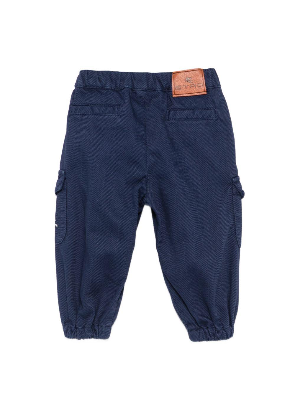 Pantaloni per neonato Etro Kids blu con ricamo Pegaso sul davanti GZ6300 G0219 617 ETRO KIDS 