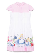 Abito per bambina Monnalisa bianco in raso con bustino 11E920 5669 9990 MONNALISA KIDS 