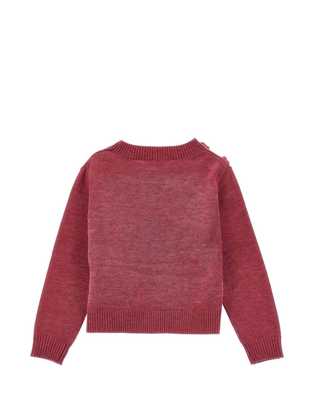 Maglione per bambina Monnalisa Kids rosa con ricamo fiori all'uncinetto sul davanti 17H602 8062 0098 MONNALISA KIDS 