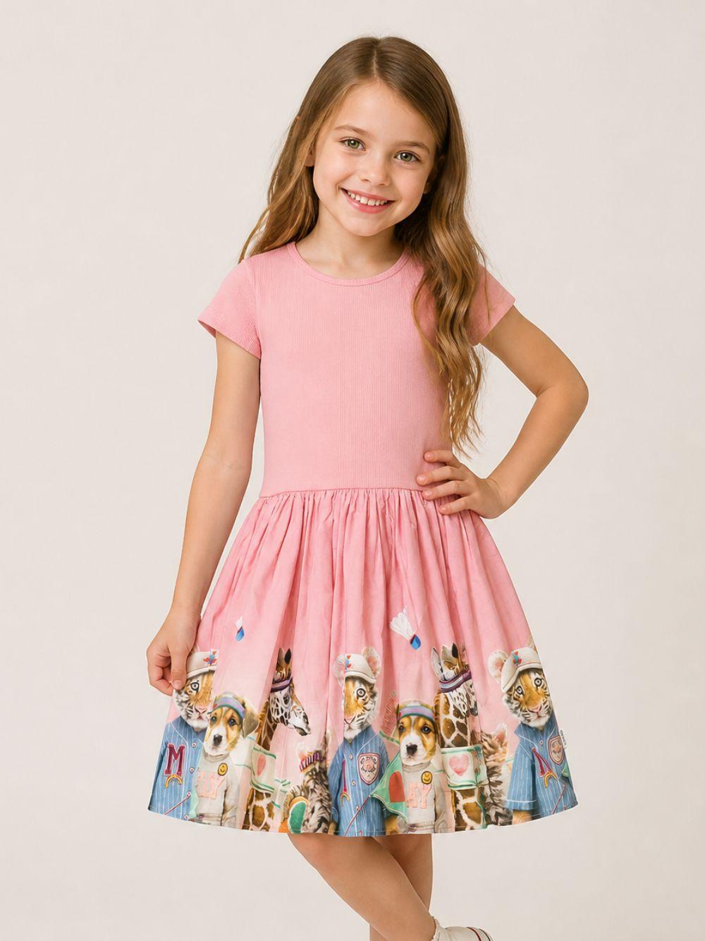 Vestito per bambina Molo Kids rosa con stampa grafica animali 2W26E105 5802 MOLO KIDS 