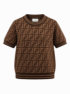 T-shirt per bambini Fendi Kids marrone con logo FF all-over JFG069 AEYD F15B6 FENDI KIDS 