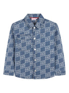 Camicia per bambino Hugo Kids denim con stampa logo all-over G01004 Z25 Hugo KIDS 