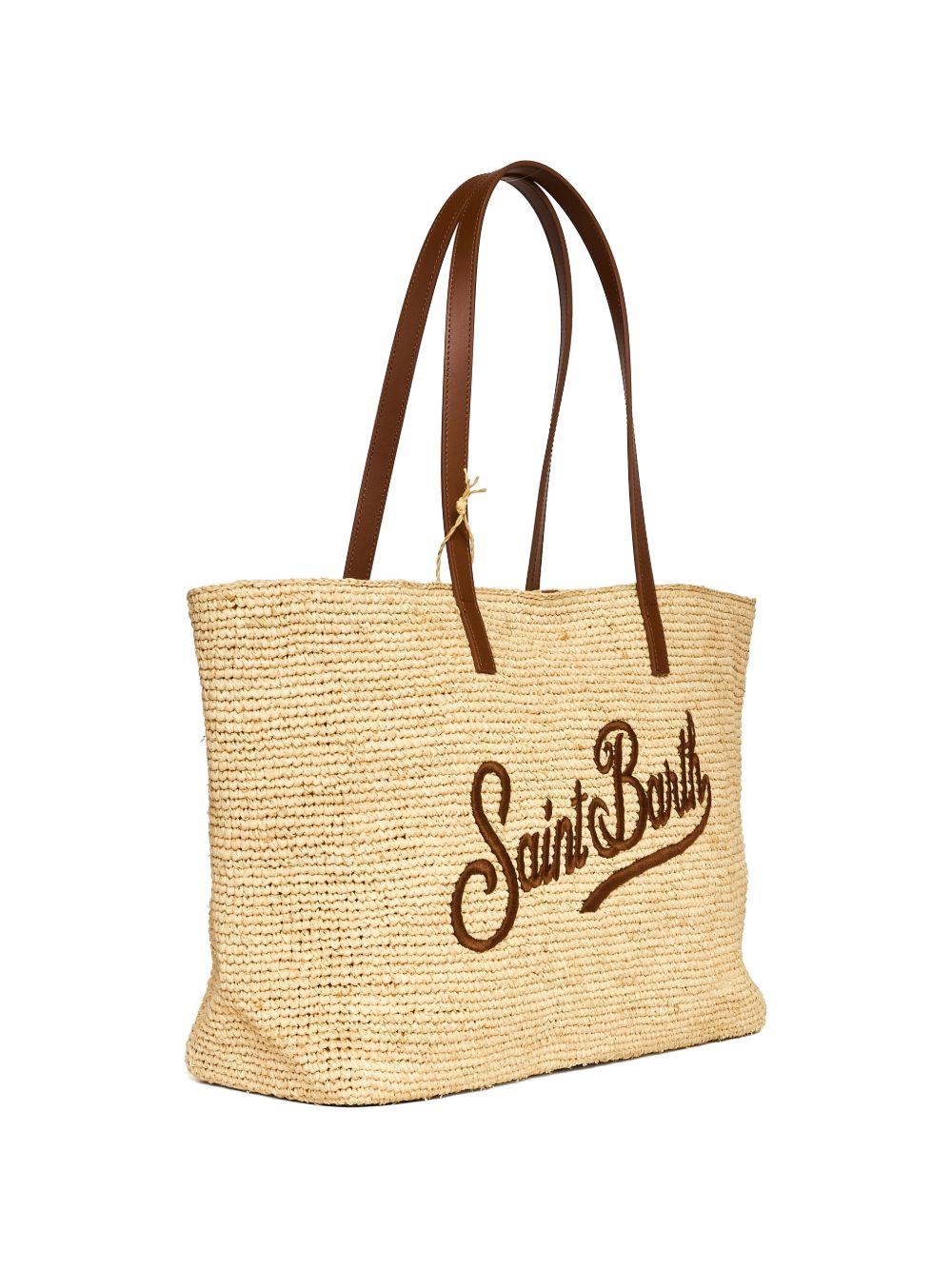 Borsa Rafia City MC2 Saint Barth beige con ricamo logo RAFC001 00358L MC2 ST. BARTH KIDS 