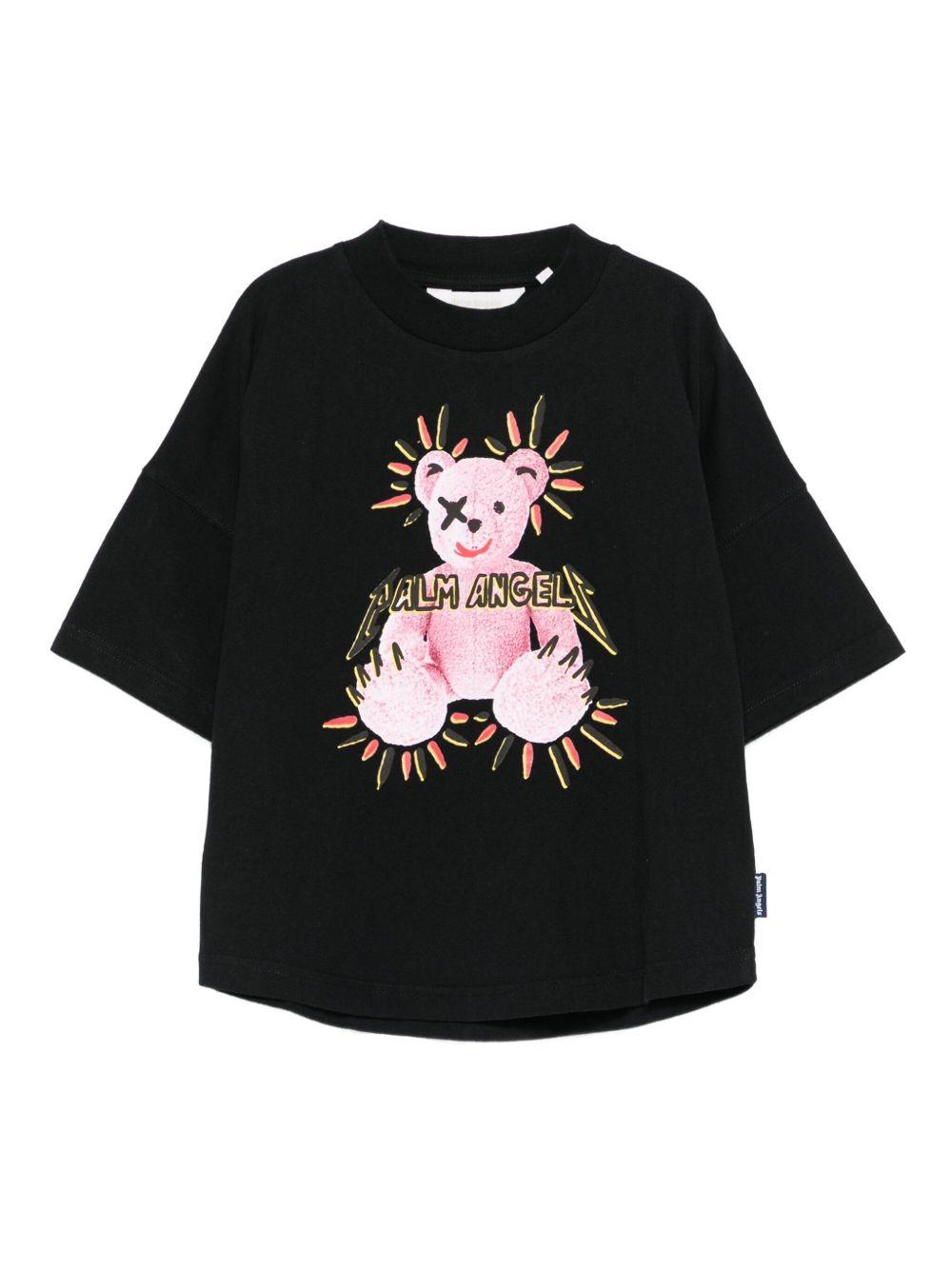 T-shirt per bambino Palm Angels Kids nero con stampa grafica PBAA002F25JER002 103B PALM ANGELS KIDS 