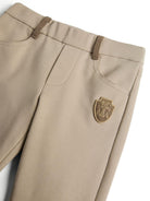 Leggings per bambina Brunello Cucinelli Kids beige con applicazione B0R24P224 C8539 BRUNELLO CUCINELLI KIDS 