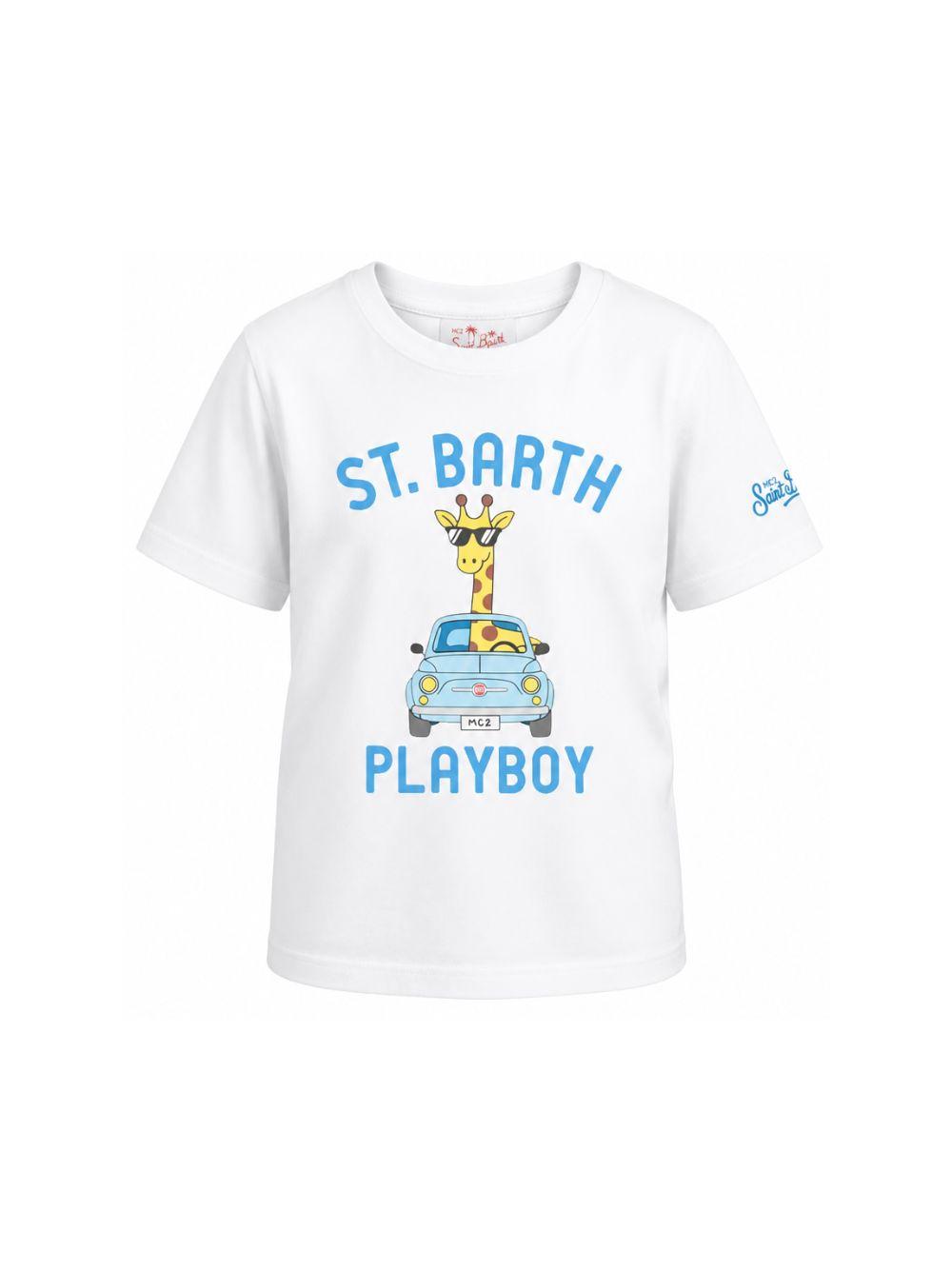 T-shirt per bambino MC2 Saint Barth Kids bianco Fiat 500 Denver Jr. DNV0001 01957L MC2 ST. BARTH KIDS 