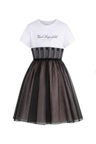 Abito per bambina Karl Lagerfeld Kids bianco e nero con gonna a strati Z31140 N54 KARL LAGERFELD KIDS 