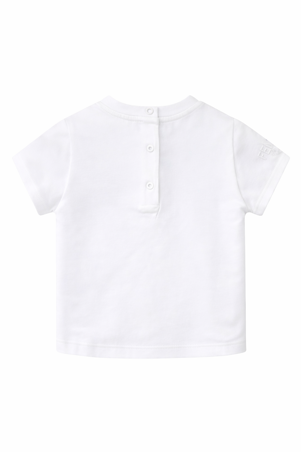 T-shirt per neonati Fendi Kids bianca a maniche corte con grafica sul petto BUI100 ST8 F0TU9 FENDI KIDS 
