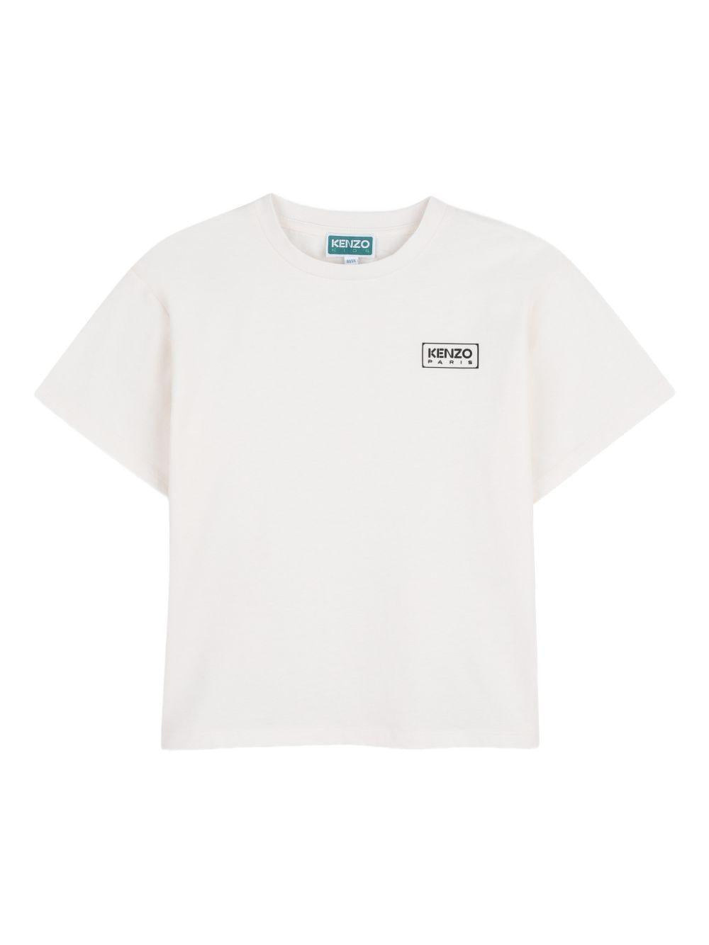 T-shirt per bambino Kenzo Kids bianca con dettaglio logo K61681 117 KENZO KIDS 