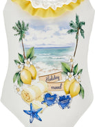 Costume intero per bambina Monnalisa bianco con stampa grafica 19G007 7038 0099 MONNALISA KIDS 