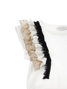 Set t-shirt e gonna per bambina Monnalisa beige con stampa a pois 11G504 7600 0350 MONNALISA KIDS 