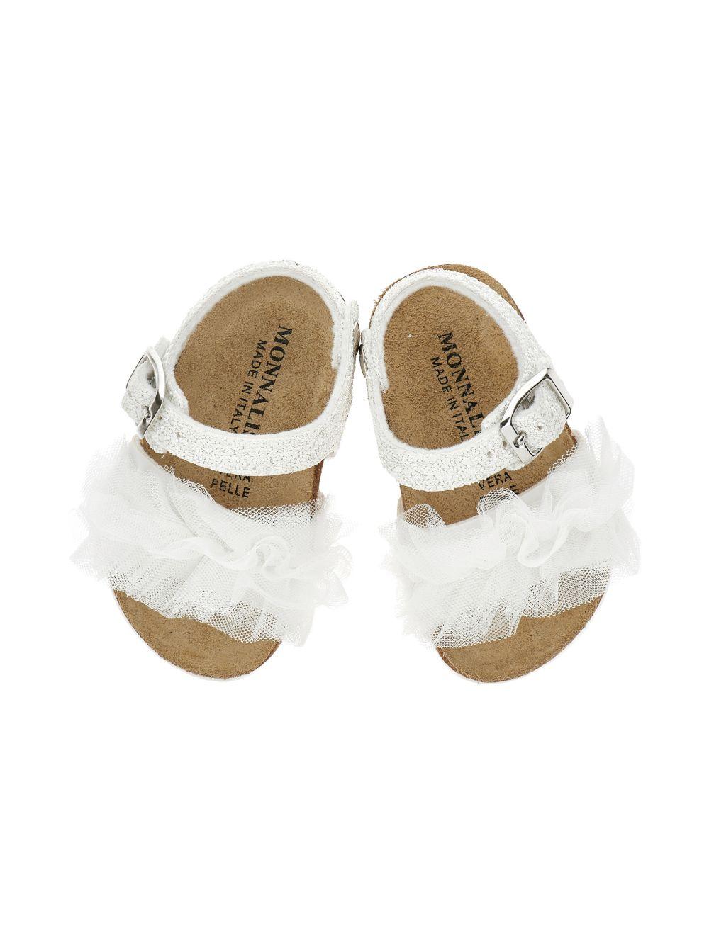 Sandali per bambina Monnalisa bianchi con dettaglio volant 83G011 7708 0001 MONNALISA KIDS 